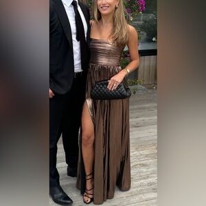 Retrofete Brown Metallic Iris Dress